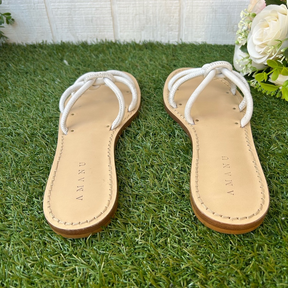 Amanu Handmade Zanzibar white Slide Sandals size 5 New - Picture 6 of 13